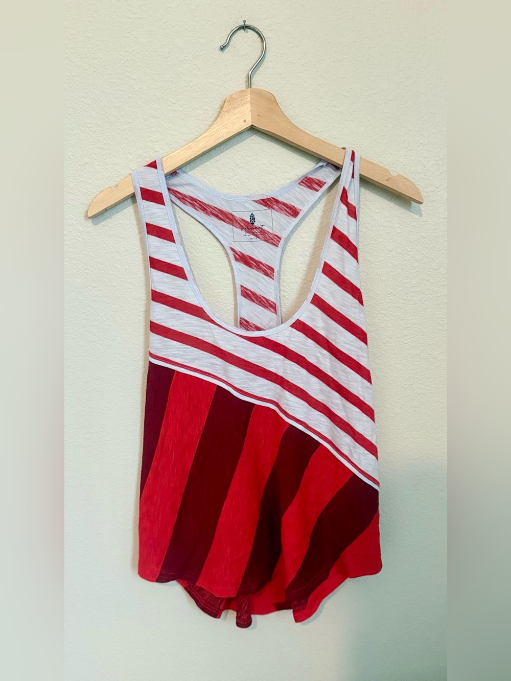 Brand New 🤍 Free People Movement Red & White Striped Racerback Wide Arm Tank Top